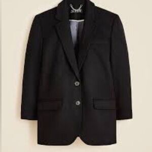 J. Crew black blazer wool coat Italian fabric boxy longline oversized XS new